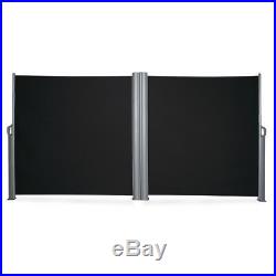Retractable Double Privacy Cubical Walls Waterproof Side Awning Dividers, Black