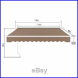 Retractable Manual Patio Awning Anti-UV Deck Canopy Backyard Sun Shade Shelter