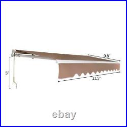 Retractable Patio Awning 12x10 Ft Deck Sunshade Canopy Garden Cafe Sandy US