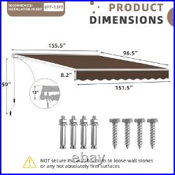 Retractable Patio Awning Outdoor Canopy Deck Door Sun Shade Shelter 3 Size, Crank