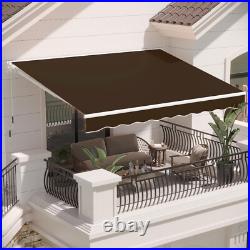 Retractable Patio Awning Sun Shade Cover with Manual Crank Handle, Multiple Sizes