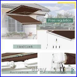 Retractable Patio Awning Sun Shade Cover with Manual Crank Handle, Multiple Sizes