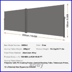 Retractable Side Awning 71''x 236'' Patio Screen Fence Divider Fencing