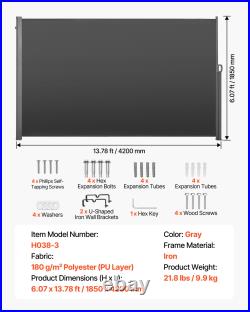 Retractable Side Awning, Outdoor Privacy Screen Room Divider