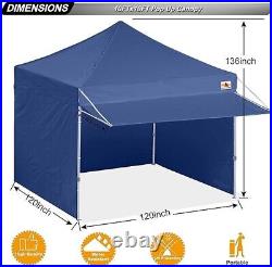 SALE ABCCANOPY Blue Ez Pop up Canopy Tent with Sidewalls Awning 10X10