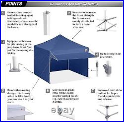 SALE ABCCANOPY Blue Ez Pop up Canopy Tent with Sidewalls Awning 10X10
