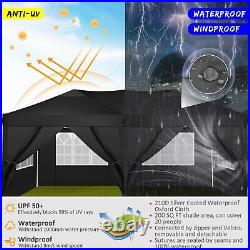 SANOPY 10' x 20' EZ Pop Up Canopy Tent Party Outdoor Event Instant Gazebo, Black