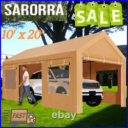 SARORRA 10ftx20ft Heavy Duty Carport Portable Garage Removable Sidewalls/Doors
