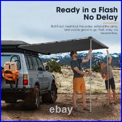 San Hima Pull-Out Side Awning 6.6ft x 8.2ft Telescoping Poles 54ft² Car Shade