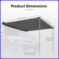 San Hima Pull-Out Side Awning 6.6ft x 8.2ft Telescoping Poles 54ft² Car Shade