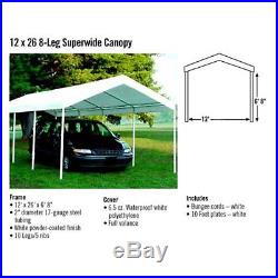 ShelterLogic 12 x 26 ft. Commercial Grade Canopy, White, 12 x 26