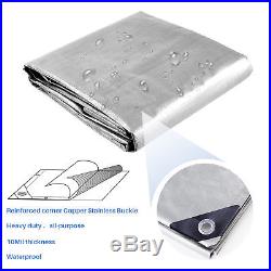 Silver Heavy Duty Multi-purpose Waterproof Poly Tarp Cover Tent Shelter Camping