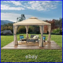 Sonoma Outdoor Traditional Brown Steel Gazebo Canopy with Water-Resistant Cover