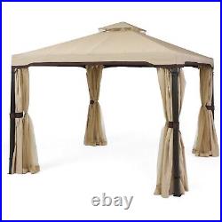 Sonoma Outdoor Traditional Brown Steel Gazebo Canopy with Water-Resistant Cover