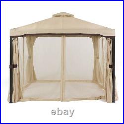 Sonoma Outdoor Traditional Brown Steel Gazebo Canopy with Water-Resistant Cover