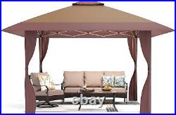 Sophia & William 13' x 13' Ez Pop Up Gazebo 8 Stakes, 4 Guy Ropes, UPF50+, Brown