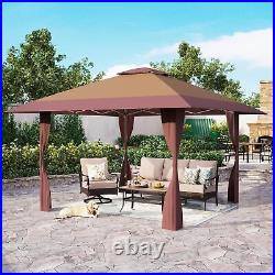 Sophia & William 13' x 13' Ez Pop Up Gazebo 8 Stakes, 4 Guy Ropes, UPF50+, Brown