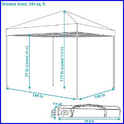 Standard Pop-Up Canopy with Carry Bag 12 ft x 12 ft Gray by Sunnydaze