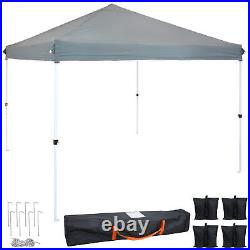 Standard Pop-Up Canopy with Sandbags 10 ft x 10 ft Gray by Sunnydaze