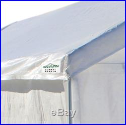 Steel Frame Canopy With Sidewall Shelter Portable Carport Car Garage Shade 10x20