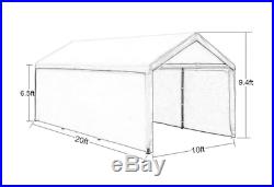 Steel-framed Enclosed Canopy 10 x 20 Feet Outdoor Carport Shelter Free Shipping