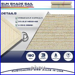 Sun Shade Sail Beige Hemmed Fabric Cloth Canopy Awning Patio Outdoor UV 6-10' FT