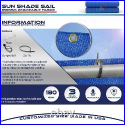Sun Shade Sail Blue Hemmed Fabric Cloth Canopy Awning Patio Outdoor UV 6-10' FT