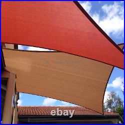 Sun Shade Sail Brown Permeable Canopy Patio Pool Garden Pergola 8x8-24x24 WithKit