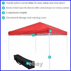 Sunnydaze 12 x 12 Foot Steel Frame Easy-Up Canopy with Carrying Bag Red