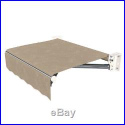 TAN 13×11.5ft Manual Retractable Awning Aluminium Frame canopy Patio Cover