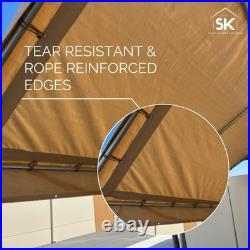 TAN Heavy Duty Valance Replacement Canopy Tarp Carport Cover For 10 X 20 Frame