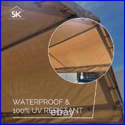 TAN Heavy Duty Valance Replacement Canopy Tarp Carport Cover For 18 X 20 Frame