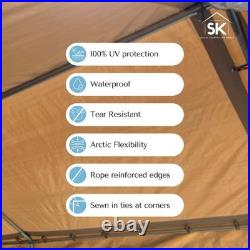 TAN Heavy Duty Valance Replacement Canopy Tarp Carport Cover For 18 X 20 Frame