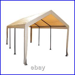 Tan Heavy Duty Canopy Tent 10x20 Carport Portable Car Steel Shelter 8 Legs