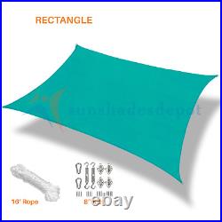 Turquoise Sun Shade Sail Permeable Canopy Lawn Patio Pool Awning With/8'' Kit