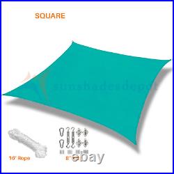 Turquoise Sun Shade Sail Permeable Canopy Lawn Patio Pool Awning With/8'' Kit