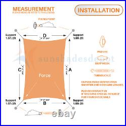 Turquoise Sun Shade Sail Permeable Canopy Lawn Patio Pool Awning With/8'' Kit