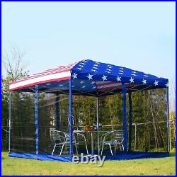 USA Flag 10x10 Outdoor Portable Canopy Tent Shelter Sun Shade Beach BBQ 4 Walls