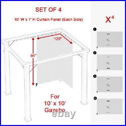 Universal Replacement 4 Panels Privacy Curtain Set ONLY for 10' x 10' Gazebo