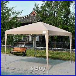 Upgraded Quictent 10x10 EZ Pop Up Canopy Gazebo Party Tent with 4 Sides Beige