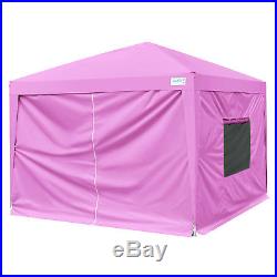 Upgraded Quictent 10x10 EZ Pop Up Canopy Gazebo Party Tent with 4 Sidewalls Pink