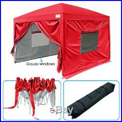 Upgraded Quictent 10x10 EZ Pop Up Canopy Gazebo Party Tent with 4 Sidewalls Red