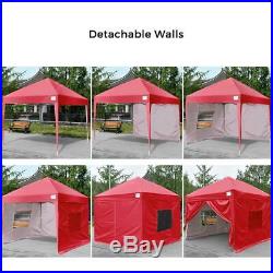 Upgraded Quictent 10x10 EZ Pop Up Canopy Gazebo Party Tent with 4 Sidewalls Red