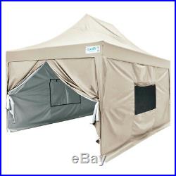 Upgraded Quictent 10x15 EZ Pop Up Canopy Party Tent with Sidewalls 9.2ft H Beige