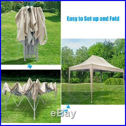 Upgraded Quictent 10x15 Easy Pop Up Canopy Tent Party Tent with Sides Mesh Beige