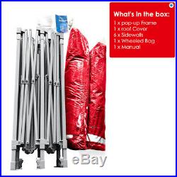 Upgraded Quictent 10x20 EZ Pop up Canopy Tent Red Party Tent with Walls Roller Bag