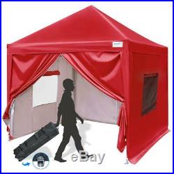 Upgraded Quictent 8x8 Easy Pop Up Canopy Tent Party Tent with 4 Sidewalls Red