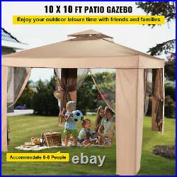 VEVOR 10x10ft Outdoor Intubated Canopy Gazebo Starter Kit with Mosquito Netting