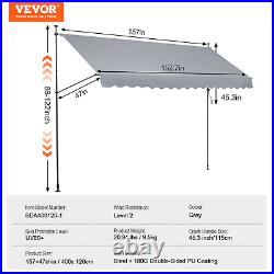 VEVOR 157x47 Patio Awning Retractable Awning Sunshade Shelter with Crank Handle