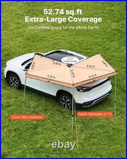 VEVOR 270 Degree Awning 52 sq. Ft Waterproof UV50+ Driver Side Vehicle Awning